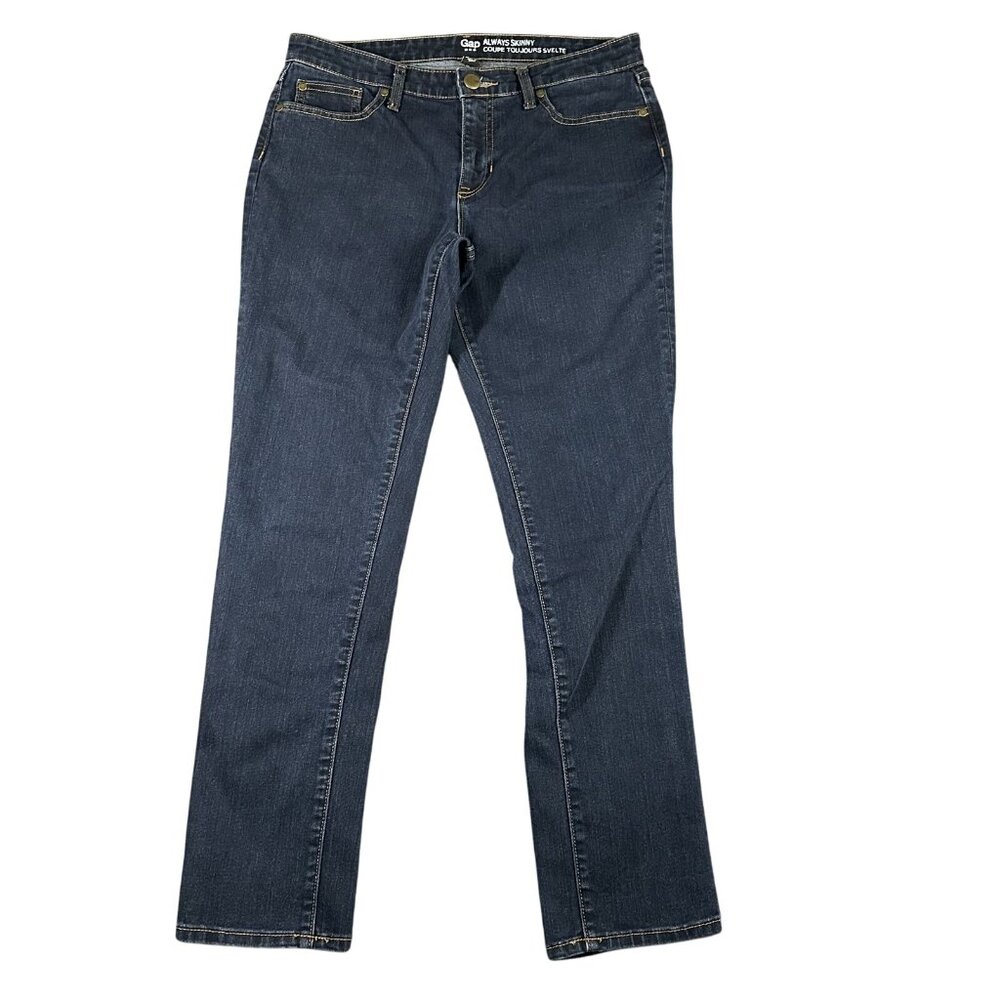 Gap Always Skinny Jeans Womens 10 Blue Dark Wash Slim Stretch Denim Pants Casual